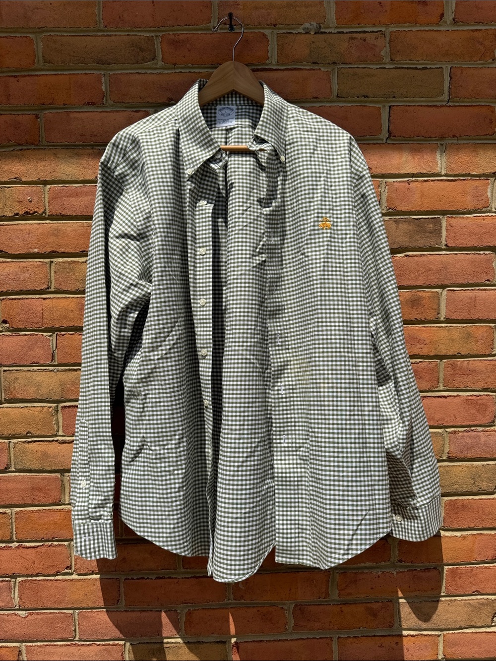 Men's Green Check Cotton Button-Down Shirt